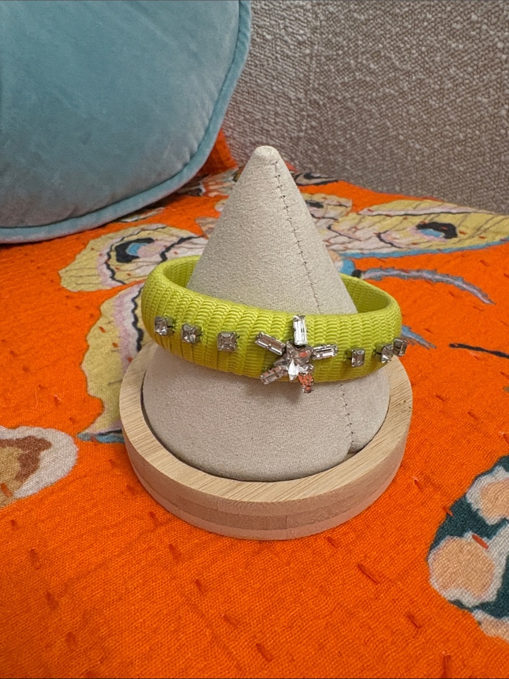 Anthropologie Lime Green Jeweled bracelet